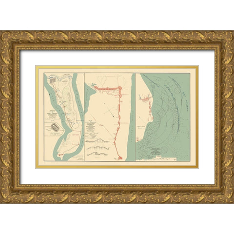 Fort Fisher Battle North Carolina - Comstock 1893 Gold Ornate Wood Framed Art Print with Double Matting by Comstock