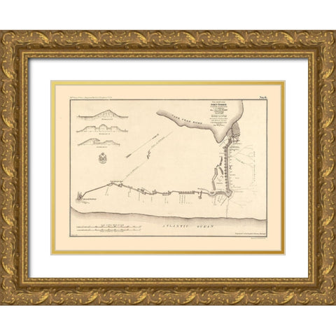 Fort Fisher North Carolina - Comstock 1865  Gold Ornate Wood Framed Art Print with Double Matting by Comstock