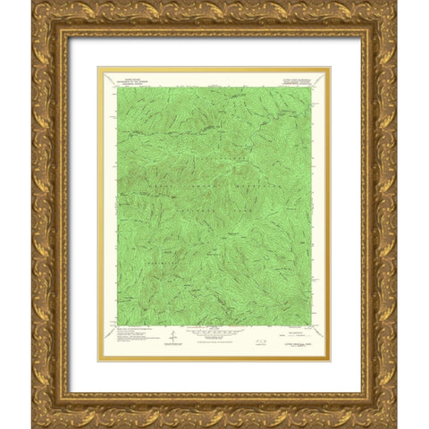 Luftee Knob North Carolina Tennessee Quad Gold Ornate Wood Framed Art Print with Double Matting by USGS