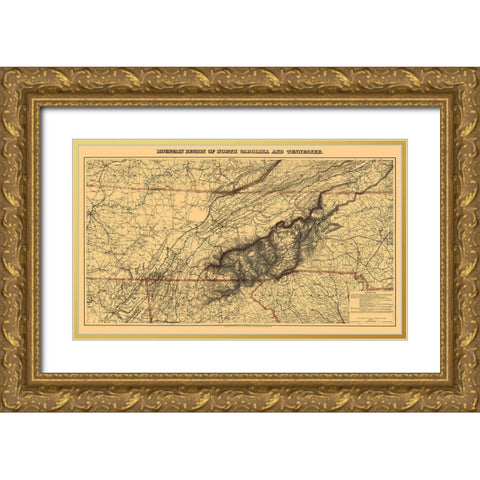North Carolina, Tennessee Mountain Region 1865 Gold Ornate Wood Framed Art Print with Double Matting by Nicholson