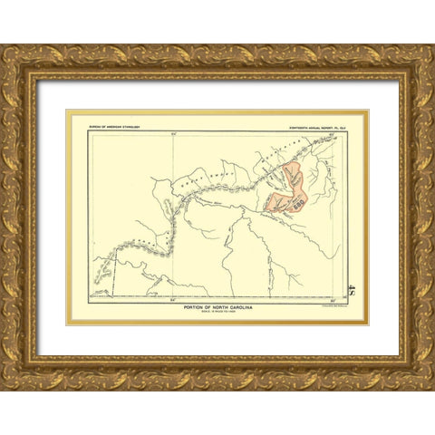 North Carolina - Portion - Hoen 1896 Gold Ornate Wood Framed Art Print with Double Matting by Hoen
