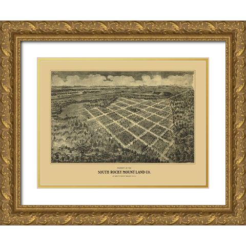 Rocky Mount South North Carolina - Fowler 1907 Gold Ornate Wood Framed Art Print with Double Matting by Fowler
