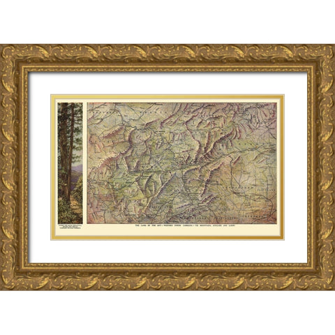 Western North Carolina - Southern Railway 1917 Gold Ornate Wood Framed Art Print with Double Matting by Southern Railway