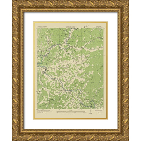 Whittier North Carolina Quad - USGS 1935 Gold Ornate Wood Framed Art Print with Double Matting by USGS