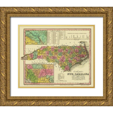 North Carolina - Tanner 1833 Gold Ornate Wood Framed Art Print with Double Matting by Tanner