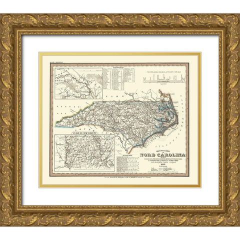 North Carolina - Meyer 1845 Gold Ornate Wood Framed Art Print with Double Matting by Meyer