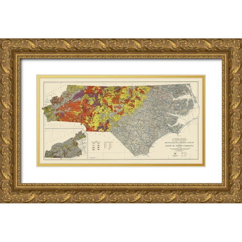 North Carolina Erosion Survey - USDA 1935 Gold Ornate Wood Framed Art Print with Double Matting by USDA