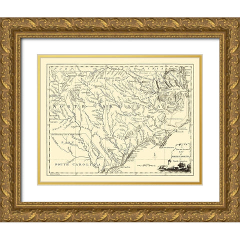 North Carolina -1779 Gold Ornate Wood Framed Art Print with Double Matting by Unknown
