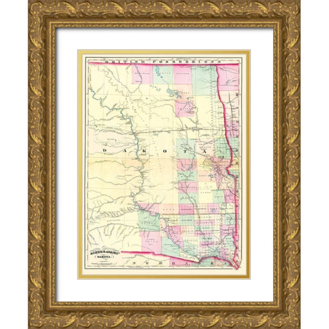 Dakota Territory - Asher  1874 Gold Ornate Wood Framed Art Print with Double Matting by Asher