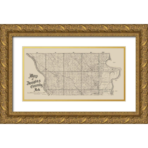 Douglas County Nebraska - McBride 1900  Gold Ornate Wood Framed Art Print with Double Matting by McBride