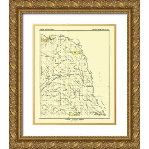 Eastern Nebraska - Hoen 1896 Gold Ornate Wood Framed Art Print with Double Matting by Hoen