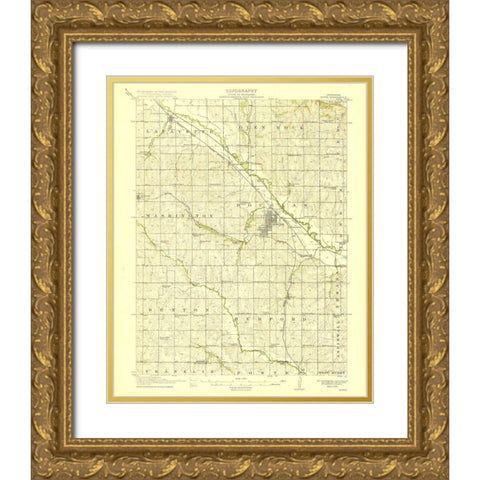 Howe Nebraska Quad - USGS 1915 Gold Ornate Wood Framed Art Print with Double Matting by USGS