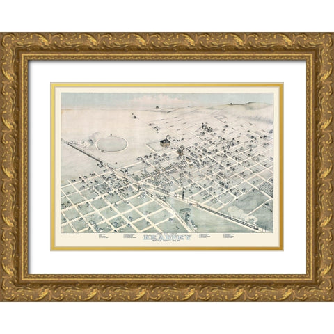 Kearney Nebraska - Koch 1881  Gold Ornate Wood Framed Art Print with Double Matting by Koch