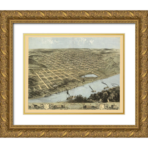 Omaha Nebraska - Ruger 1868 Gold Ornate Wood Framed Art Print with Double Matting by Ruger