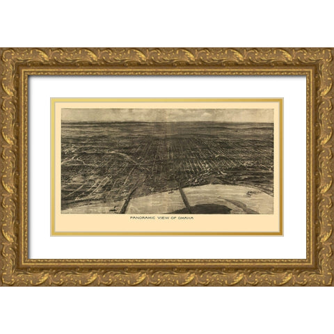 Omaha Nebraska - Bee 1906 Gold Ornate Wood Framed Art Print with Double Matting by Bee