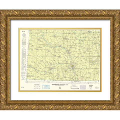 Platte River Nebraska Quad - USAF 1962 Gold Ornate Wood Framed Art Print with Double Matting by USAF