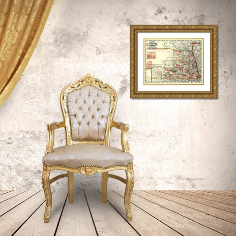 Nebraska - Cram 1879 Gold Ornate Wood Framed Art Print with Double Matting by Cram