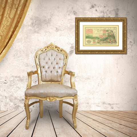 Union Pacific Railroad Land Grant - Page 1880 Gold Ornate Wood Framed Art Print with Double Matting by Page