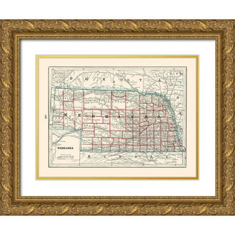 Nebraska - Rathbun 1893 Gold Ornate Wood Framed Art Print with Double Matting by Rathbun