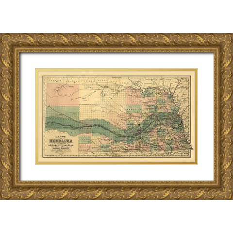 Nebraska - Page 1880  Gold Ornate Wood Framed Art Print with Double Matting by Page