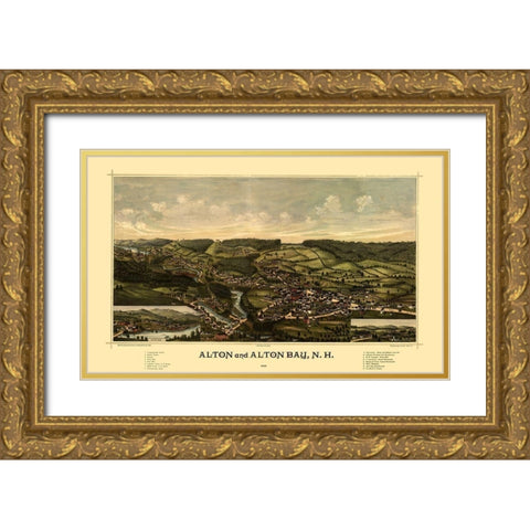 Alton Alton Falls New Hampshire - Norris 1888  Gold Ornate Wood Framed Art Print with Double Matting by Norris