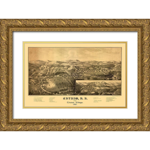 Antrim New Hampshire - Norris 1887  Gold Ornate Wood Framed Art Print with Double Matting by Norris
