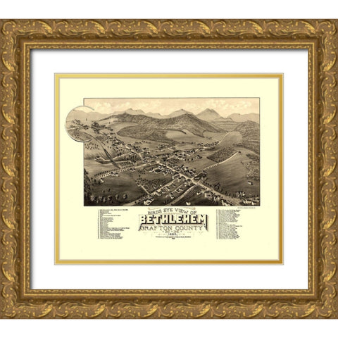 Bethlehem New Hampshire - Norris 1883  Gold Ornate Wood Framed Art Print with Double Matting by Norris