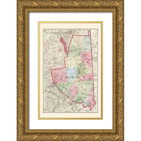 Carroll New Hampshire - Walling 1877 Gold Ornate Wood Framed Art Print with Double Matting by Walling