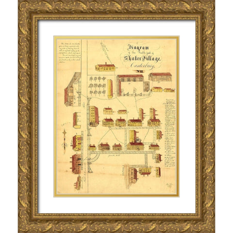 Canterbury New Hampshire - Foster 1849  Gold Ornate Wood Framed Art Print with Double Matting by Foster