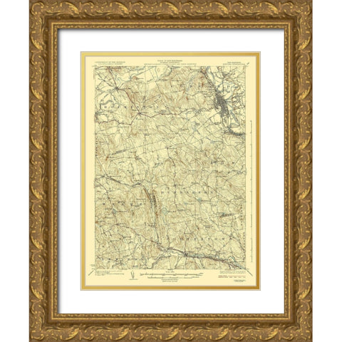 Concord New Hampshire Quad - USGS 1927 Gold Ornate Wood Framed Art Print with Double Matting by USGS
