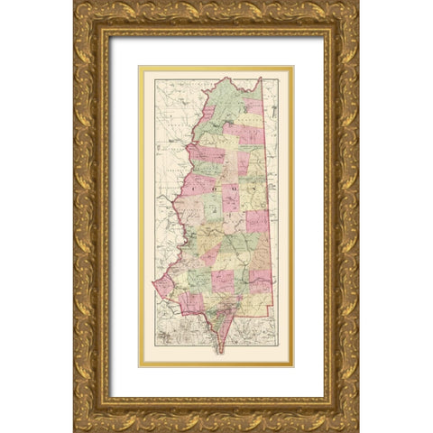 Coos New Hampshire - Walling 1877 Gold Ornate Wood Framed Art Print with Double Matting by Walling