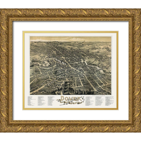 Dover New Hampshire - Poole 1888  Gold Ornate Wood Framed Art Print with Double Matting by Poole
