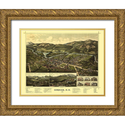 Gorham New Hampshire - Norris 1888  Gold Ornate Wood Framed Art Print with Double Matting by Norris