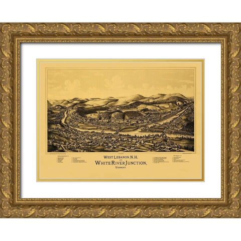 West Lebanon and White River Junction - Norris Gold Ornate Wood Framed Art Print with Double Matting by Norris
