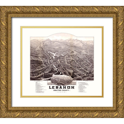 Lebanon New Hampshire - Norris 1884  Gold Ornate Wood Framed Art Print with Double Matting by Norris
