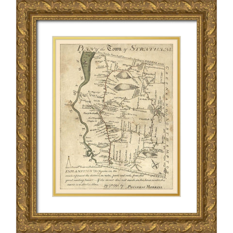 Stratham New Hampshire - Merrill 1793  Gold Ornate Wood Framed Art Print with Double Matting by Merrill