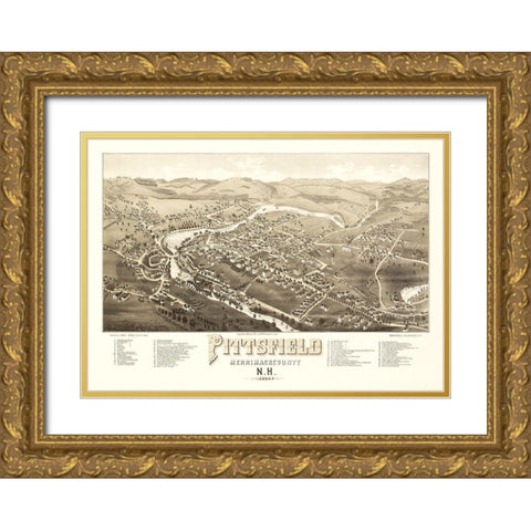 Pittsfield New Hampshire - Norris 1884  Gold Ornate Wood Framed Art Print with Double Matting by Norris
