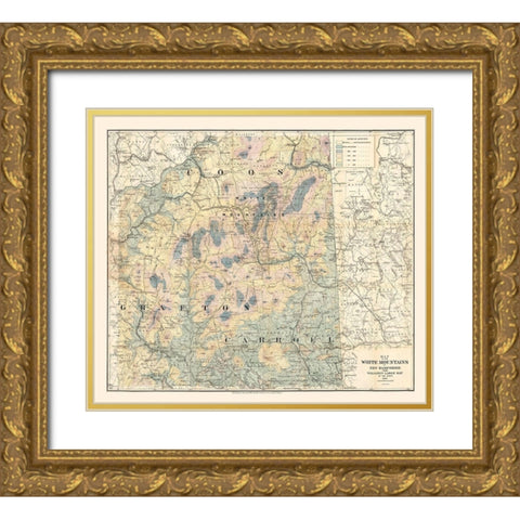 New Hampshire White Mountains -1881 Gold Ornate Wood Framed Art Print with Double Matting by Unknown