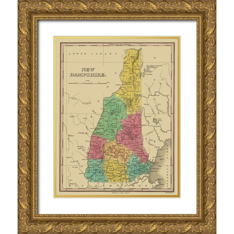 New Hampshire - Finley 1831 Gold Ornate Wood Framed Art Print with Double Matting by Finley