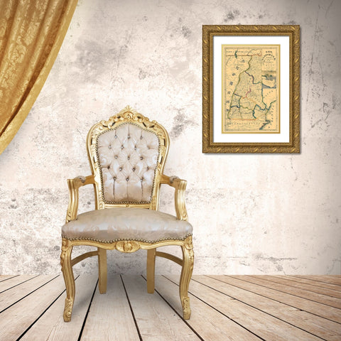New Hampshire - Ruggles 1817 Gold Ornate Wood Framed Art Print with Double Matting by Ruggles