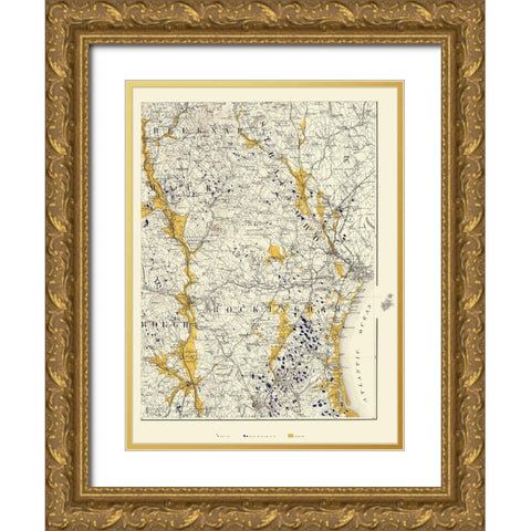 New Hampshire - Bien 1878 Gold Ornate Wood Framed Art Print with Double Matting by Bien