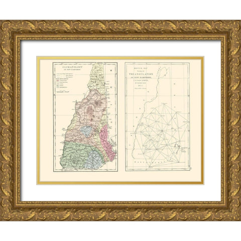 New Hampshire - Quimby 1871 Gold Ornate Wood Framed Art Print with Double Matting by Quimby