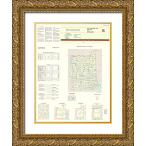 New Hampshire Vermont Quad - USGS 1993 Gold Ornate Wood Framed Art Print with Double Matting by USGS