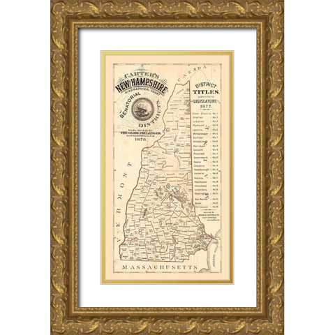 New Hampshire - Carter 1878  Gold Ornate Wood Framed Art Print with Double Matting by Carter