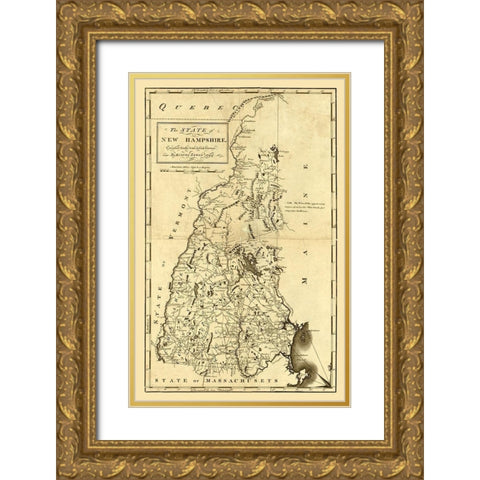 New Hampshire - Lewis 1794  Gold Ornate Wood Framed Art Print with Double Matting by Lewis