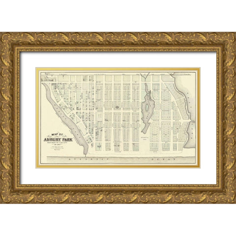Asbury Park New Jersey Landowner - Kennedy 1877 Gold Ornate Wood Framed Art Print with Double Matting by Kennedy