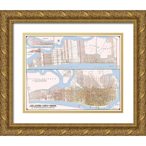 Atlantic City New Jersey Landowner - Mueller 1900 Gold Ornate Wood Framed Art Print with Double Matting by Mueller