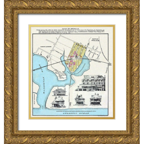 Brielle New Jersey Landowner - Welke  1898 Gold Ornate Wood Framed Art Print with Double Matting by Welke