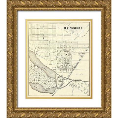 Bricksburg New Jersey Landowner - Woolman 1878 Gold Ornate Wood Framed Art Print with Double Matting by Woolman