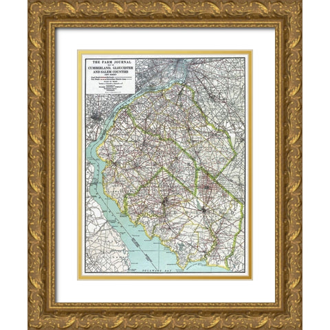 Cumberland, Gloucester New Jersey Gold Ornate Wood Framed Art Print with Double Matting by Farm Journal